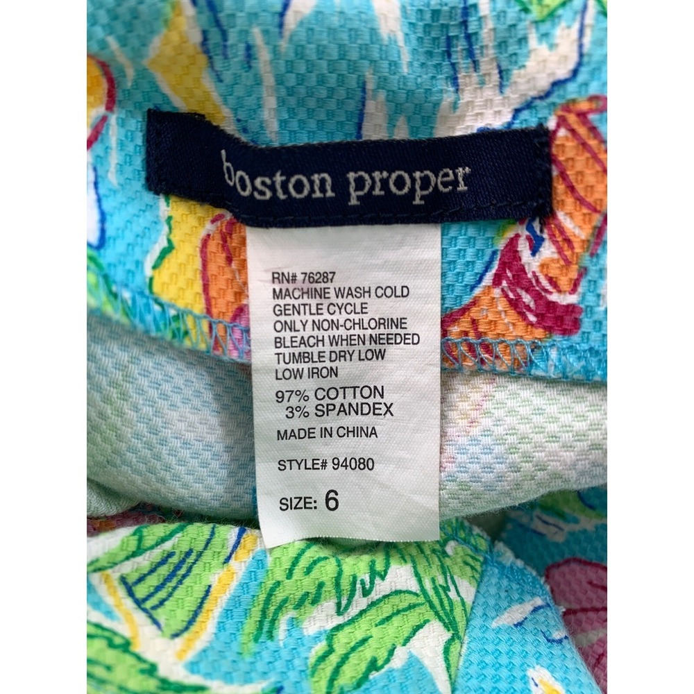 Boston Proper Womens Size 6‎ Hawaiian Floral Crop Stretch Vacation Pants - Picture 3 of 12
